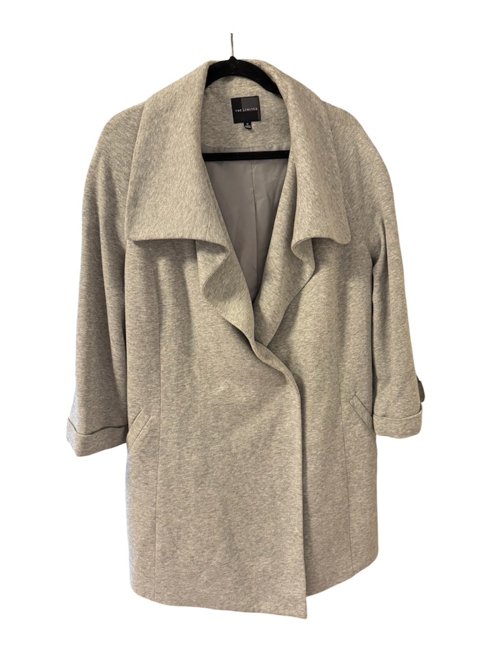 The Limited Heather Gray Draped Open-Front Trench Coat